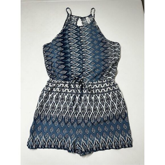 Aéropostale Bleu White Geometric Print Playsuit Size S Petite - Picture 1 of 15